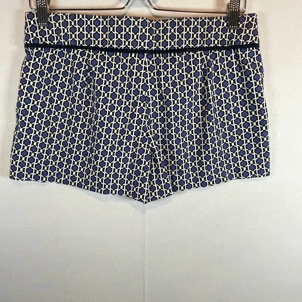 J. Crew Women's Geometric Tile Print Shorts Blue White Casual Summer - Size‎ 4